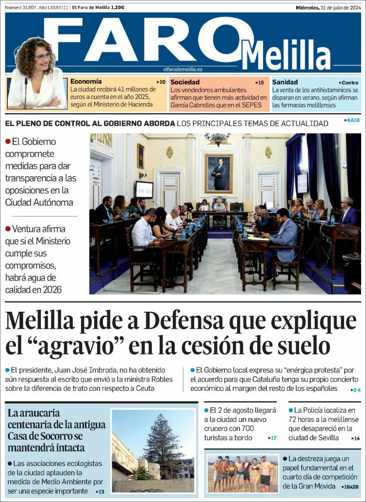Portada de El Faro de Melilla (España)