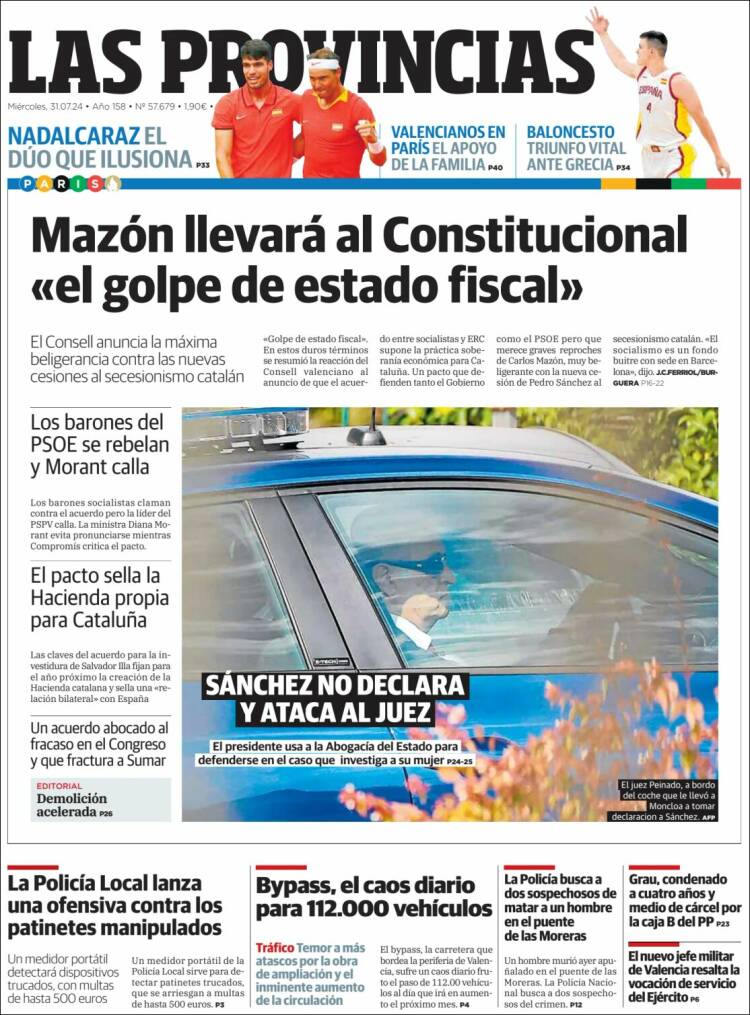 Portada de Las Provincias (España)