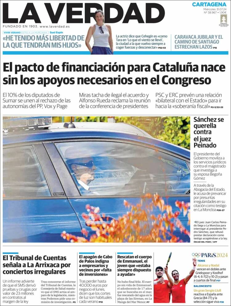 Portada de La Verdad de Cartagena (España)