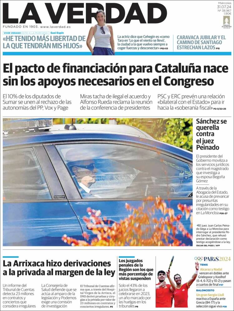 Portada de La Verdad de Murcia (España)