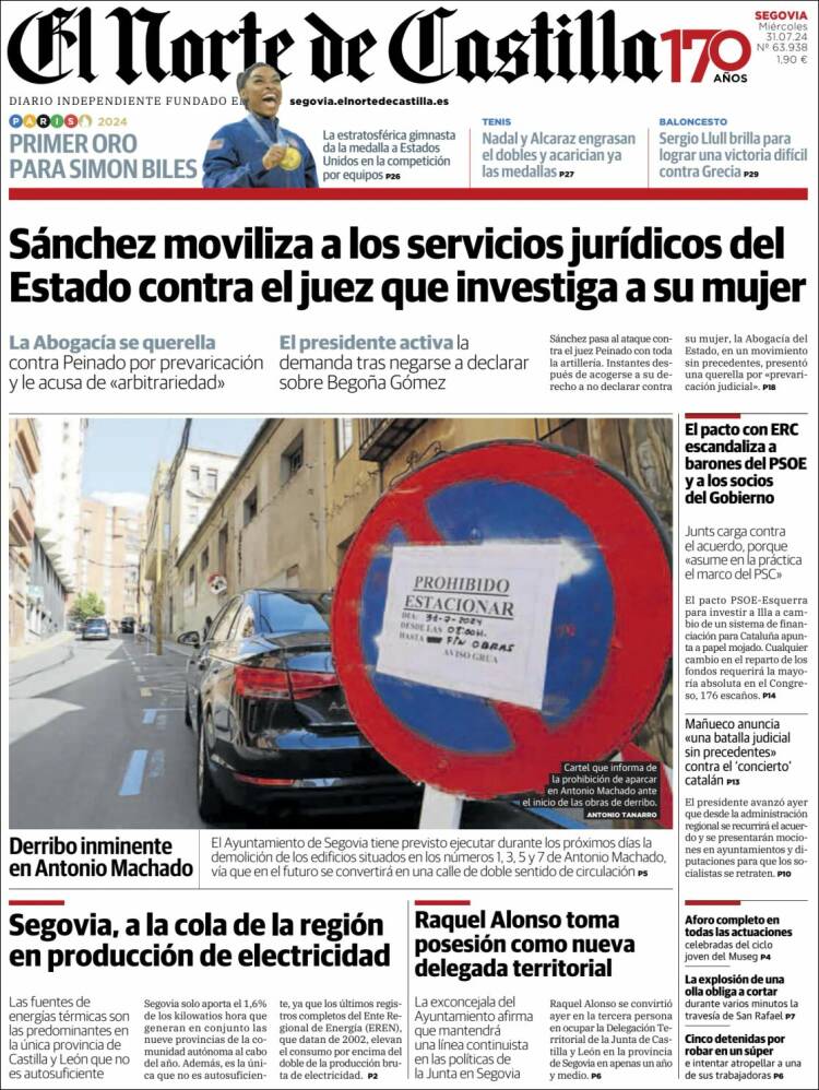 Portada de Norte de Castilla - Segovia (España)