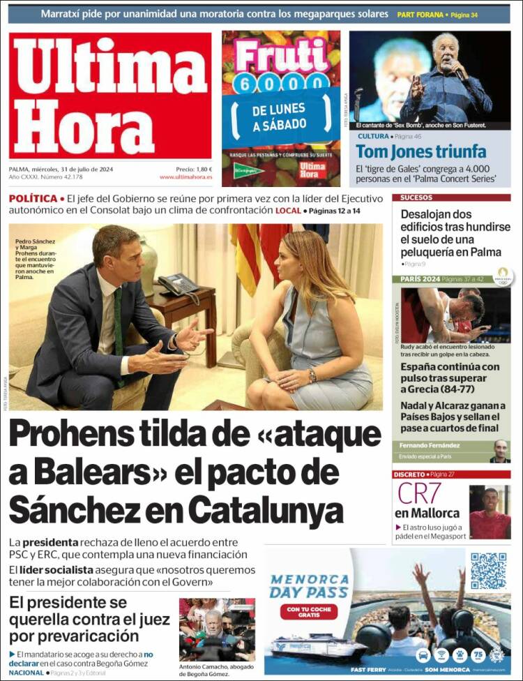 Portada de Última Hora (España)