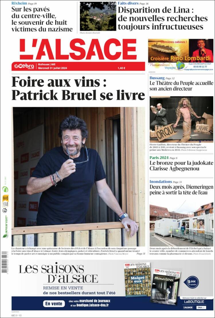 Portada de Journal L'Alsace (Francia)