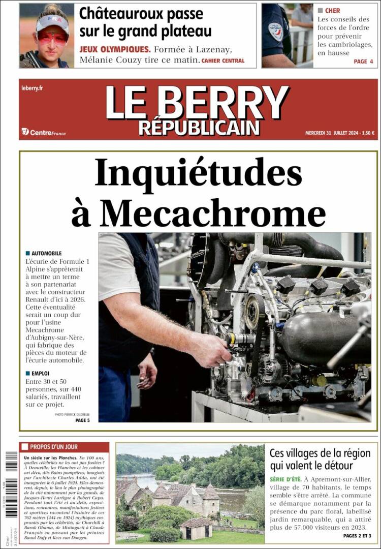 Portada de Berry Republicain (Francia)
