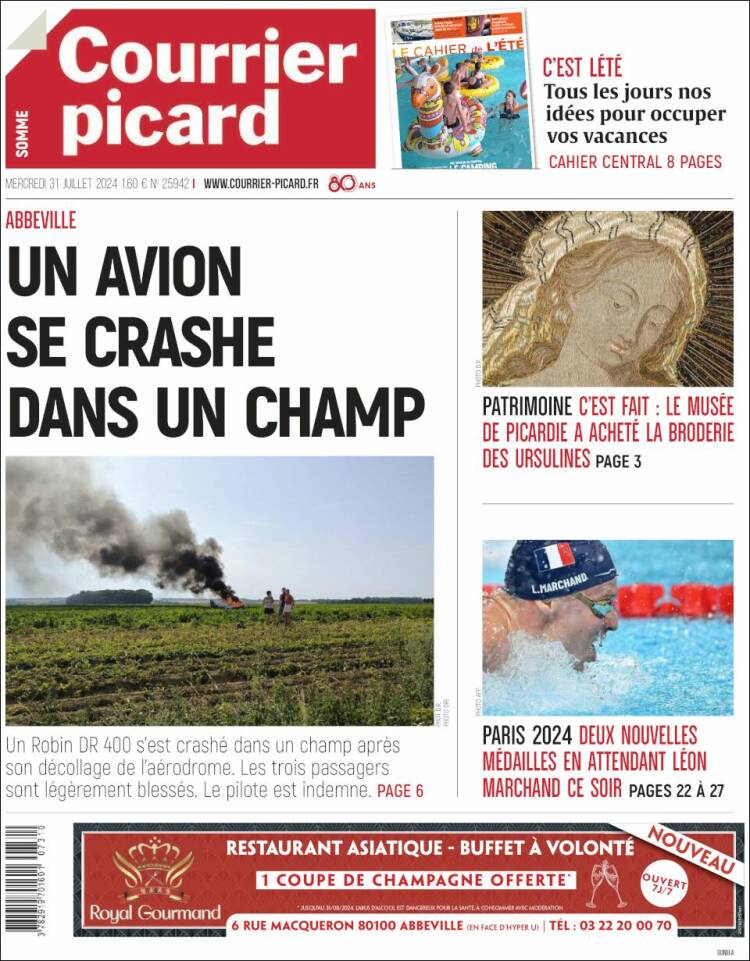 Portada de Courrier Picard (Francia)