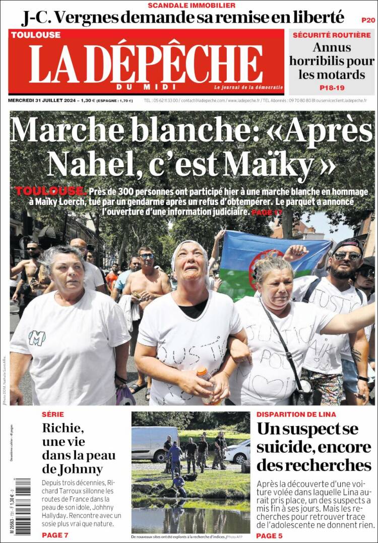 Portada de La Dépêche du Midi (Francia)