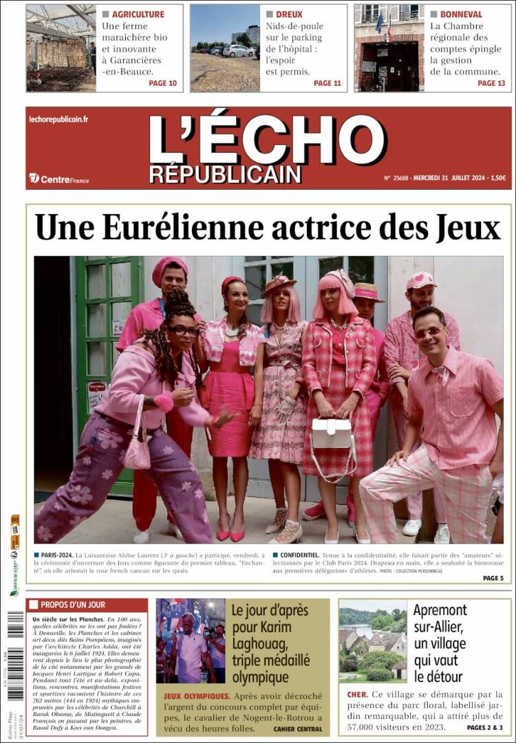 Portada de L'Echo Républicain (Francia)