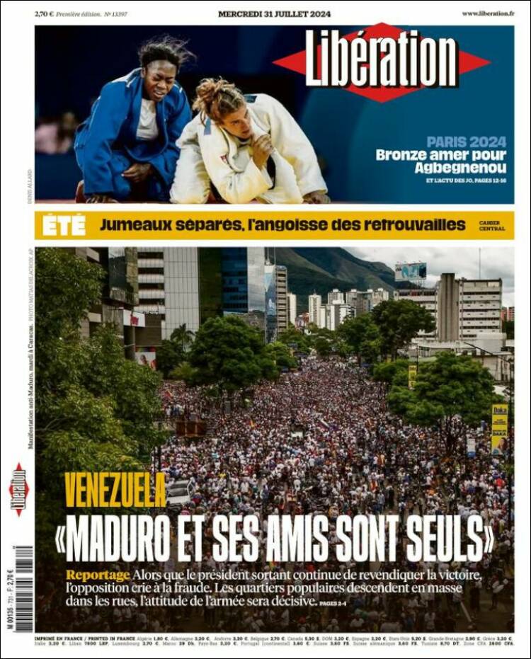 Portada de Libération (Francia)