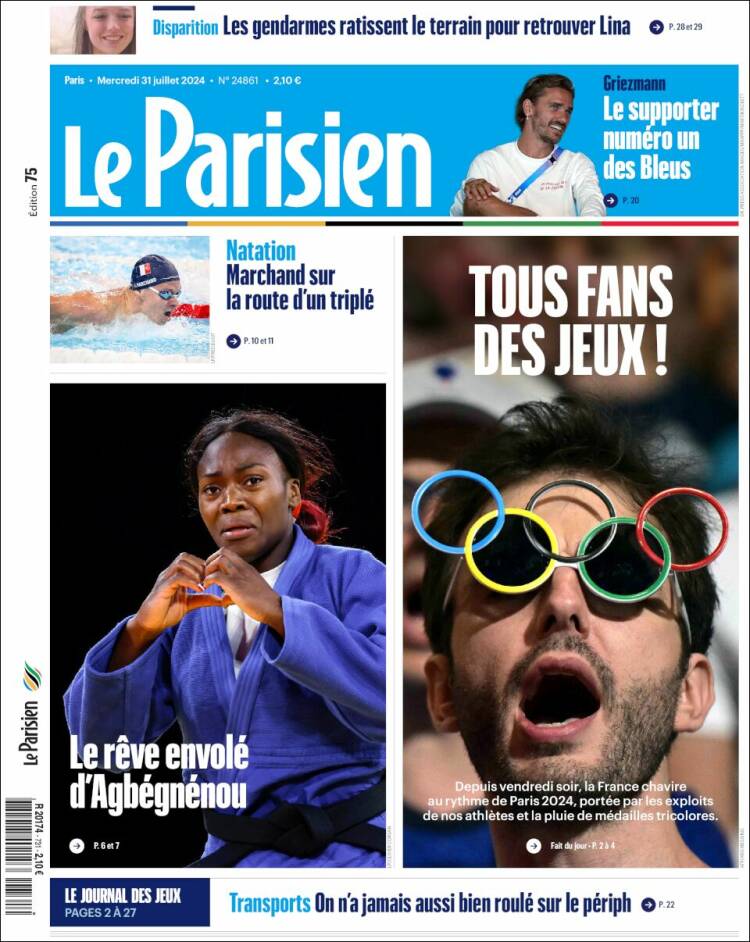 Portada de Le Parisien (Francia)