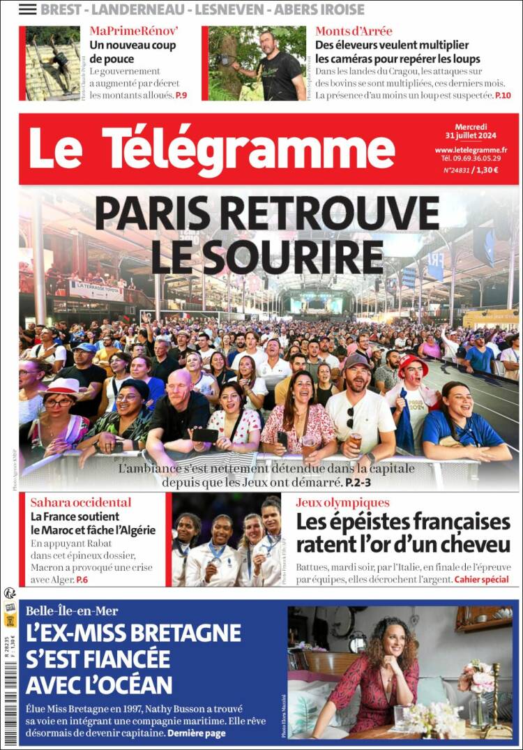 Portada de Télégramme (Francia)