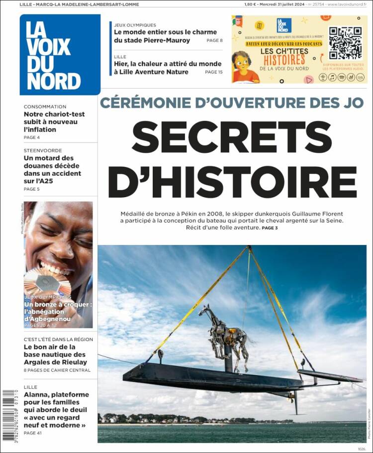 Portada de La Voix du Nord (Francia)