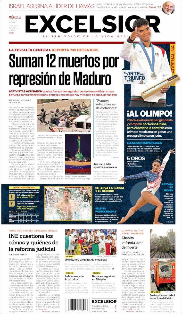 Portada de Excelsior (M&eacute;xico)