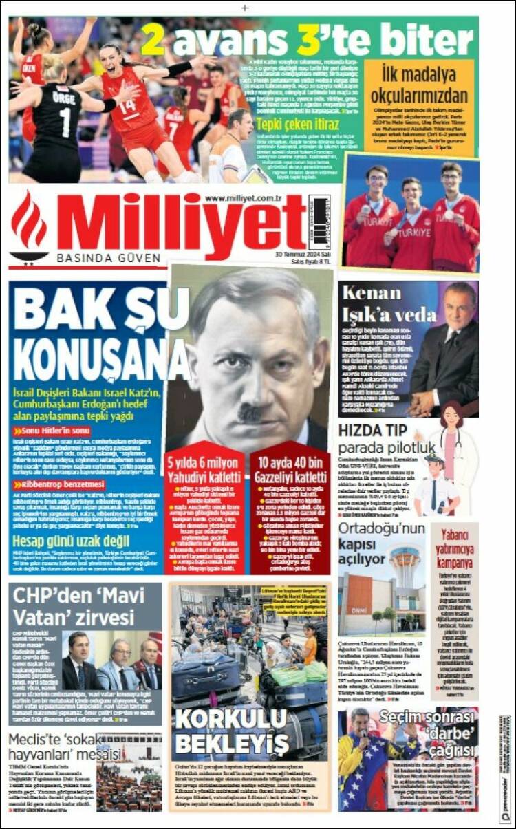 Portada de Milliyet (Turqu&iacute;a)