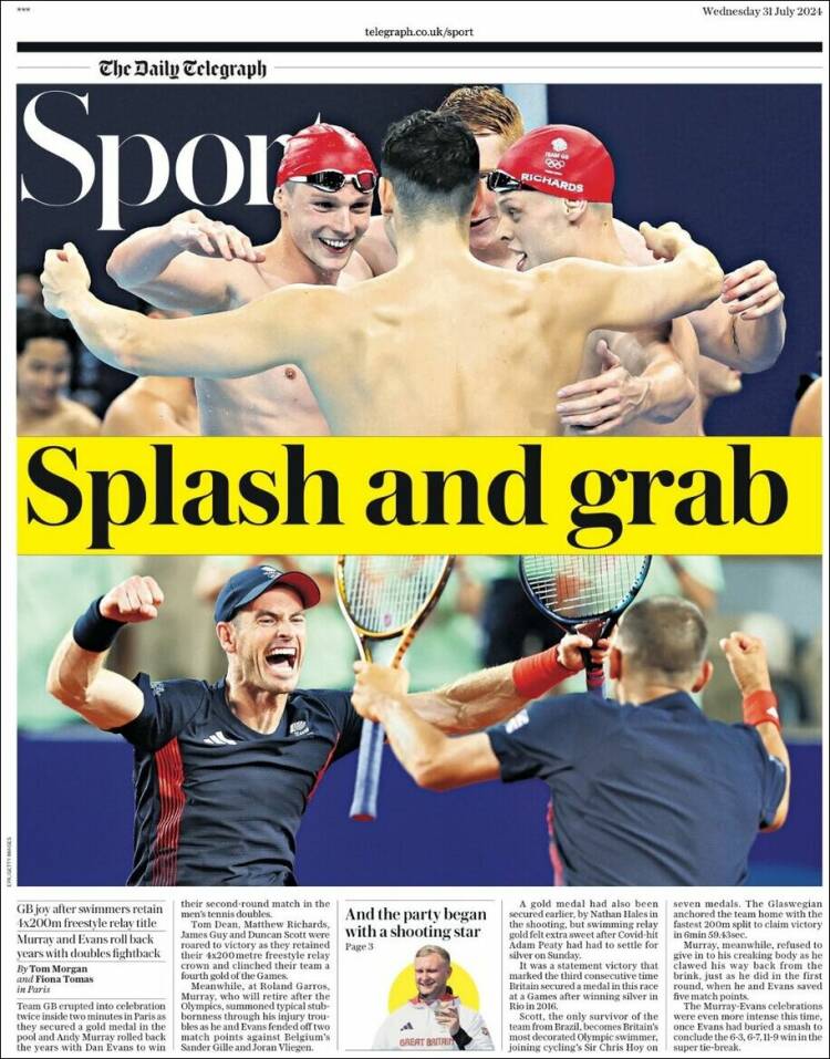 Portada de Telegraph Sport (Reino Unido)