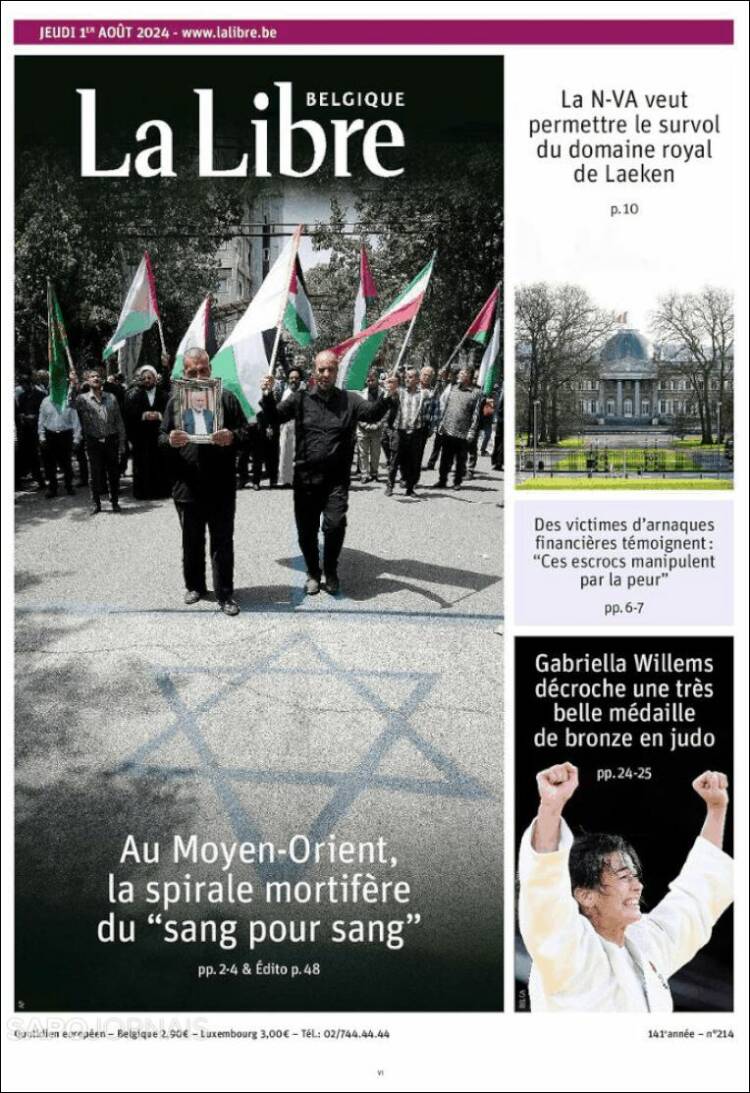 Portada de La Libre.be (B&eacute;lgica)