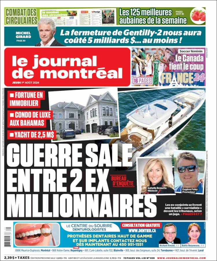Portada de Le Journal de Montréal (Canadá)