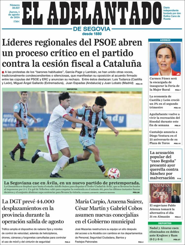 Portada de El Adelantado de Segovia (España)