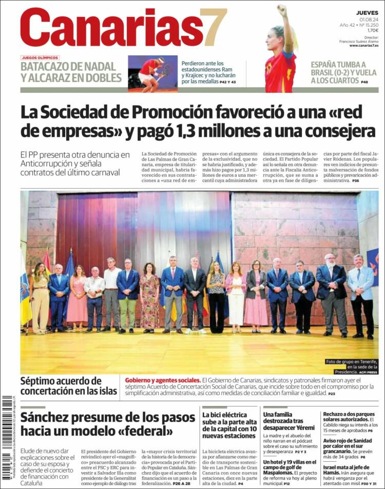 Portada de Canarias 7 (España)