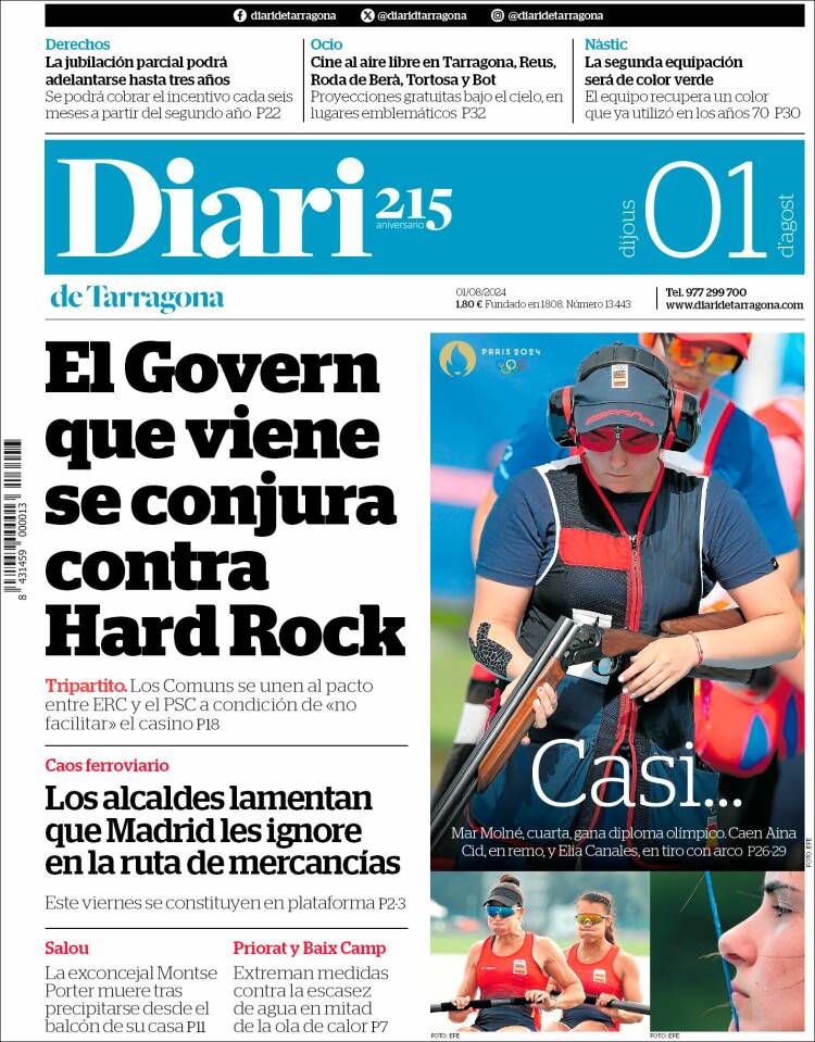 Portada de Diari de Tarragona (España)