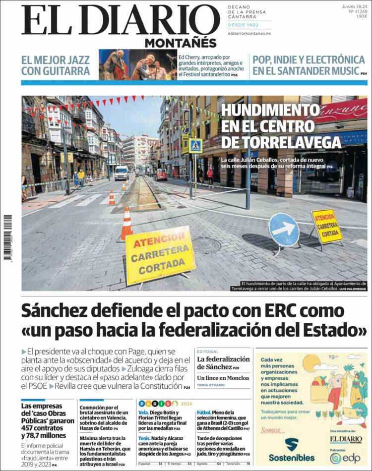 Portada de El Diario Montañés (España)