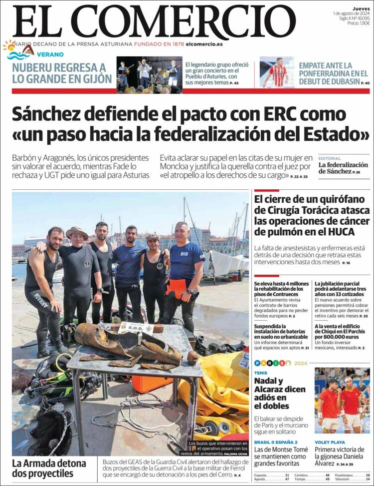 Portada de El Comercio - Gijón (España)