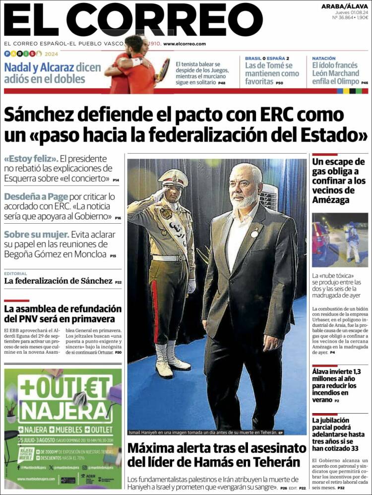 Portada de El Correo - Álava (España)