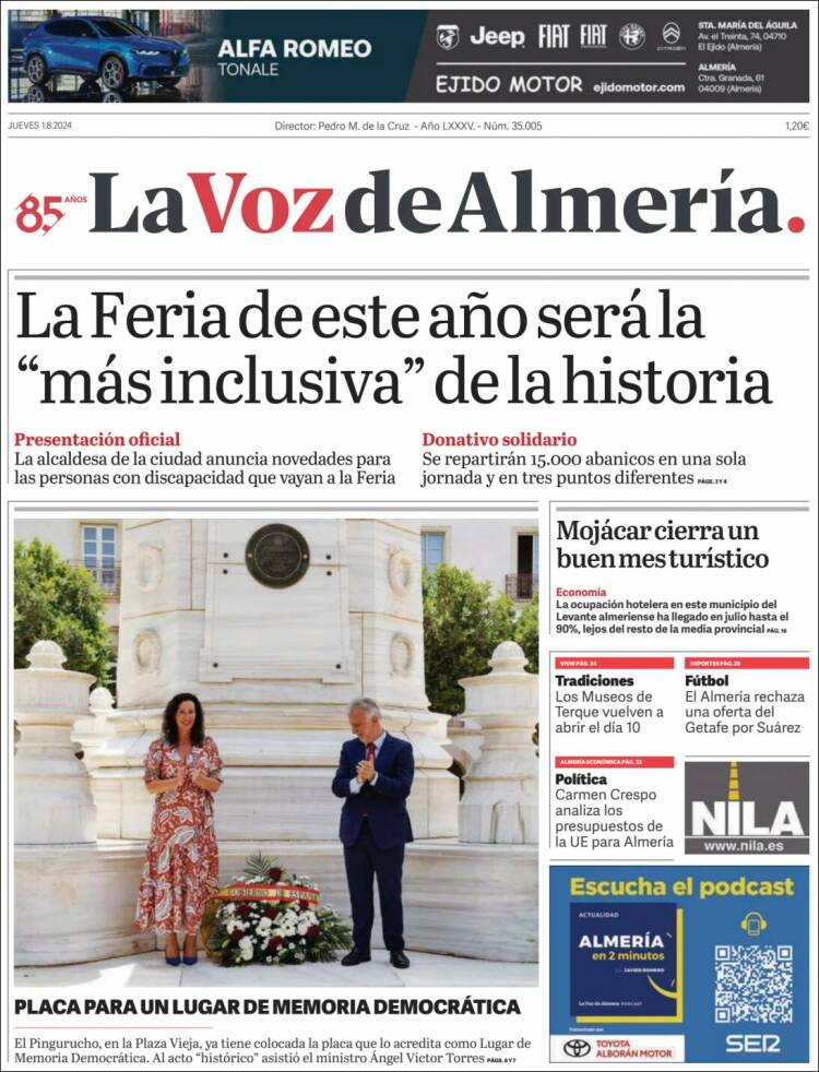 Portada de La Voz de Almería (España)