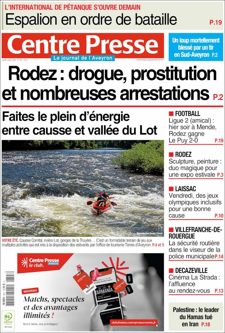 Portada de Centre Presse (France)
