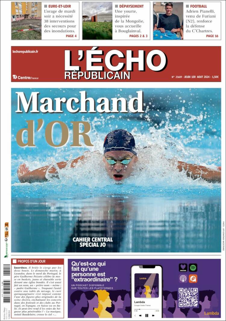 Portada de L'Echo Républicain (France)