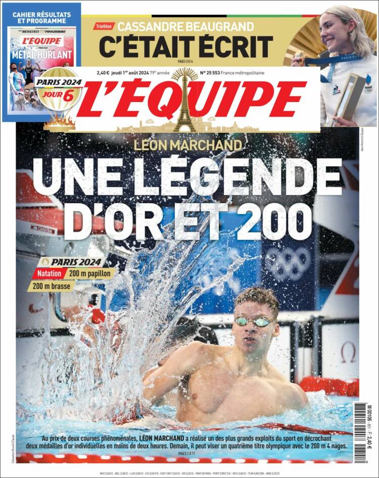 Portada de L'Equipe (France)