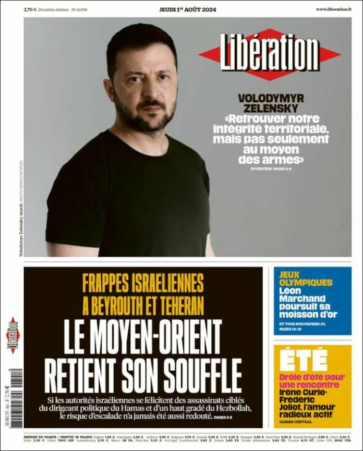 Portada de Libération (Francia)