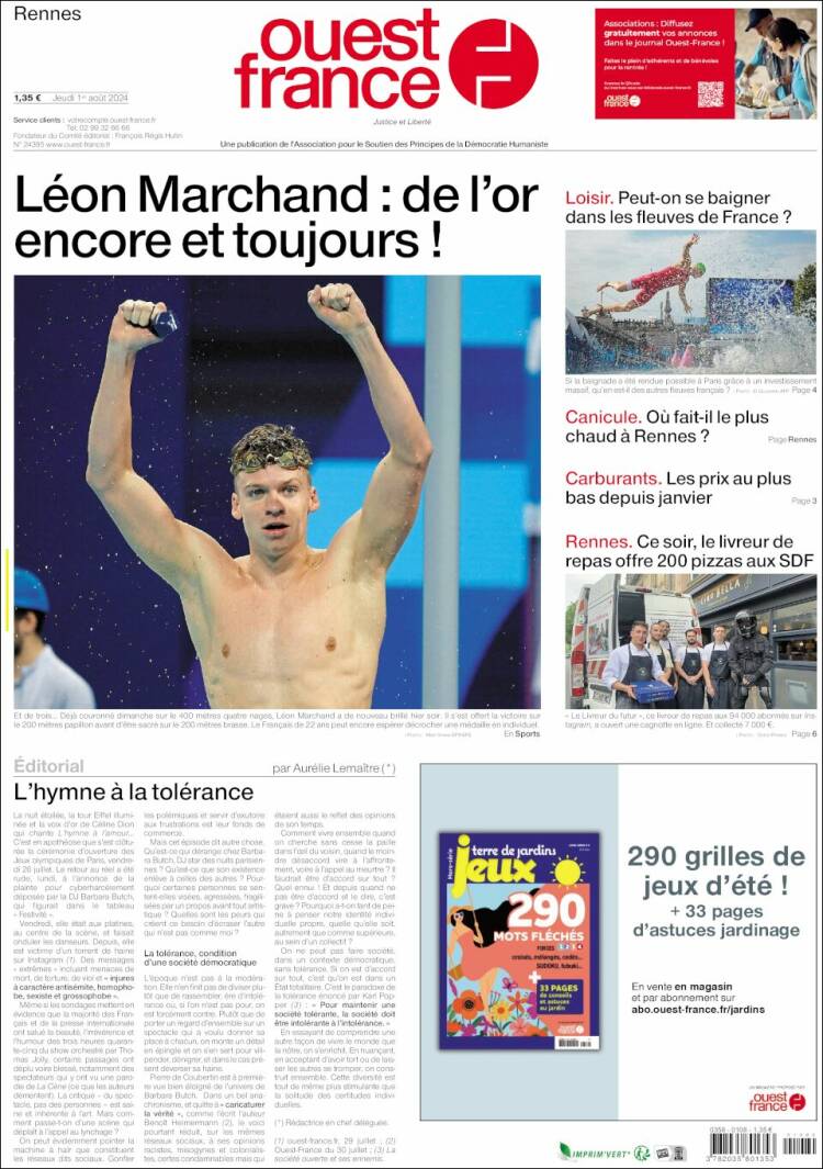 Portada de Ouest France (France)