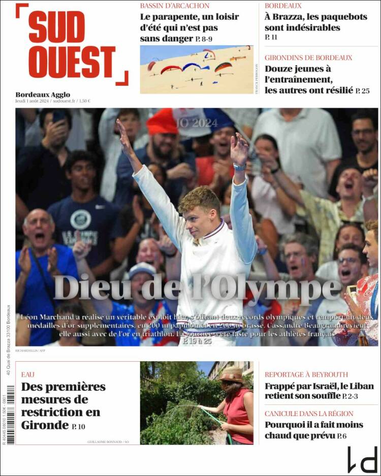 Portada de Sud Ouest (France)