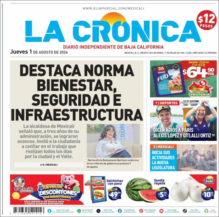 Portada de La Crónica de Baja California (M&eacute;xico)