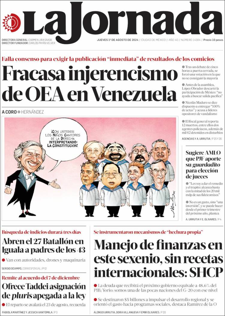 Portada de La Jornada (M&eacute;xico)