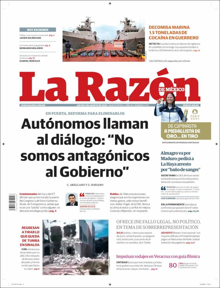 Portada de La Razón (M&eacute;xico)
