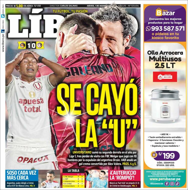 Portada de Líbero (Per&uacute;)