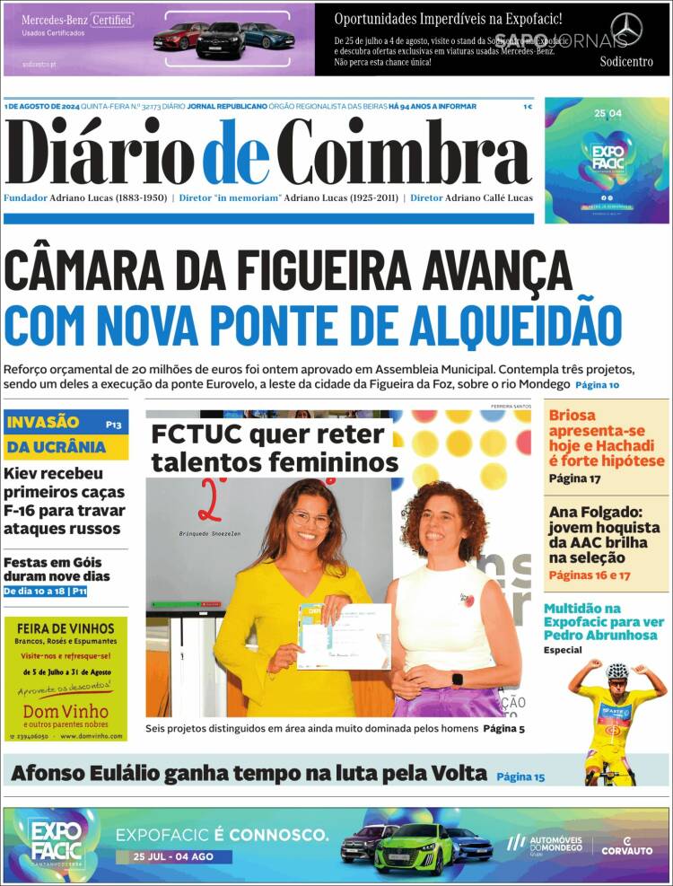 Portada de Diário de Coimbra (Portugal)