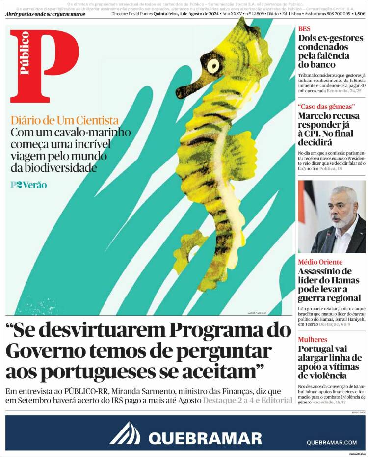 Portada de Público (Portugal)
