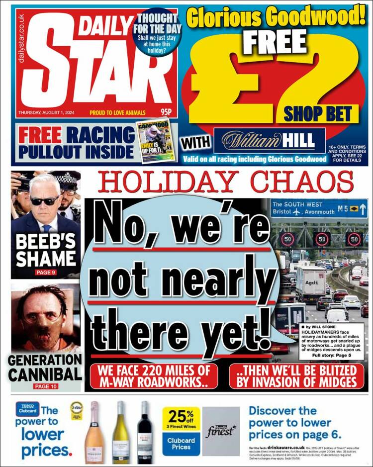 Portada de Daily Star (Reino Unido)