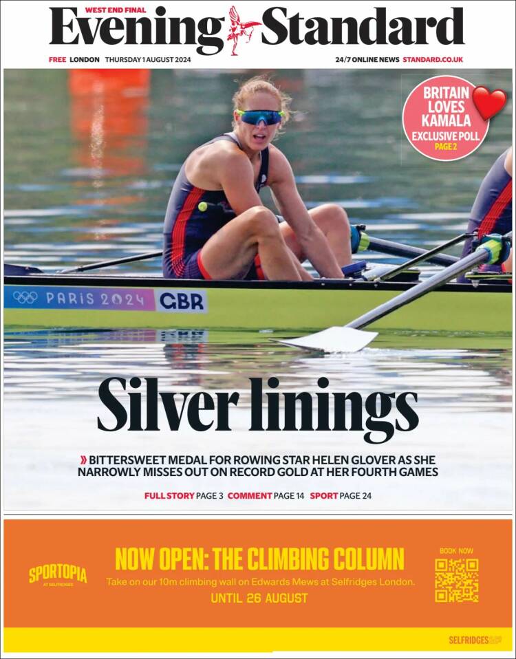 Portada de Evening Standard (Reino Unido)
