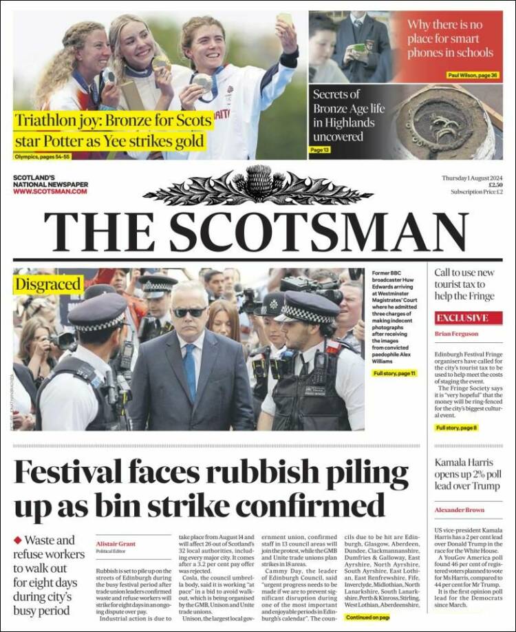 Portada de The Scotsman (Reino Unido)