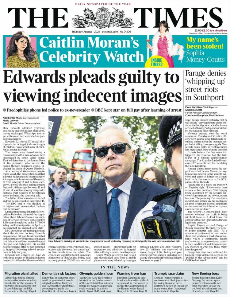 Portada de The Times (Reino Unido)