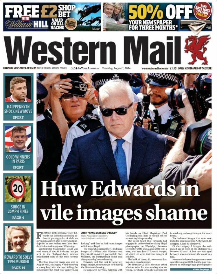 Portada de Western Mail (Reino Unido)