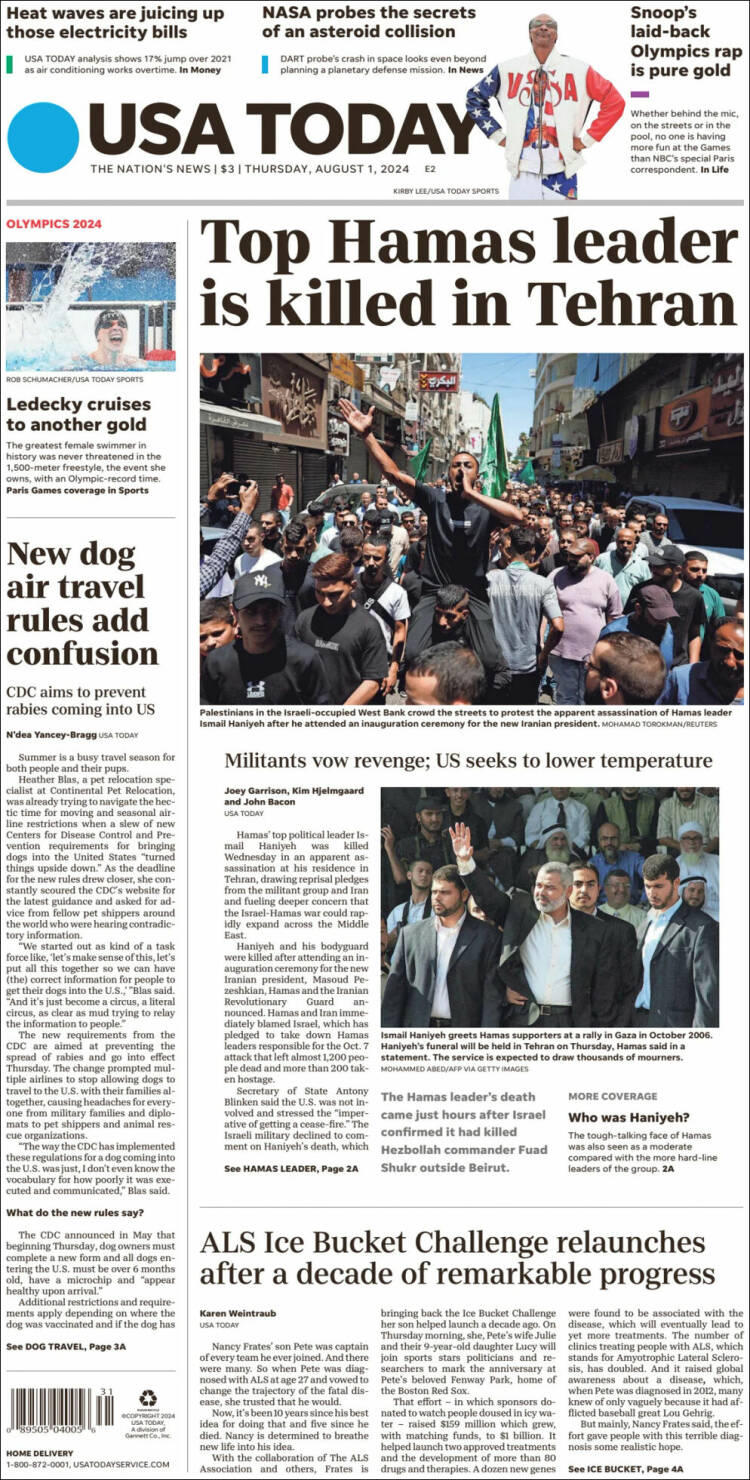 Portada de USA Today (USA)