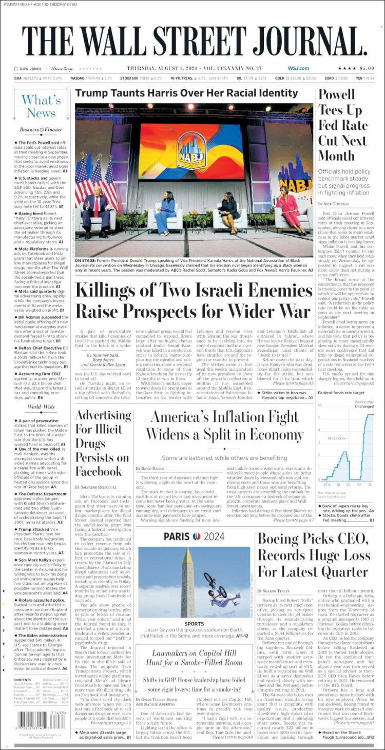 Portada de Wall Street Journal (USA)