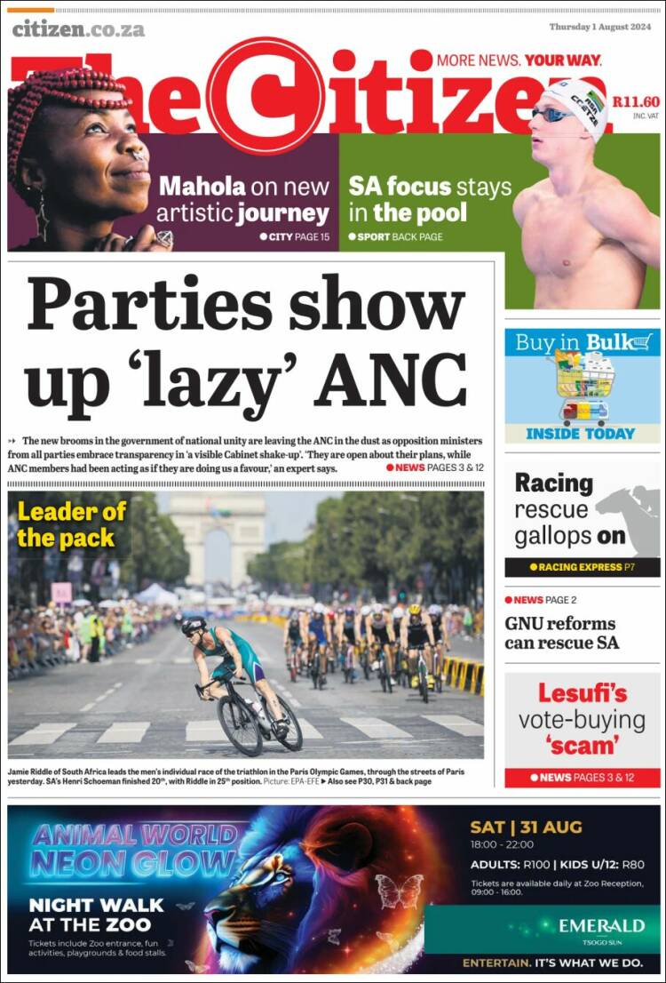 Portada de The Citizen (Sud&aacute;frica)