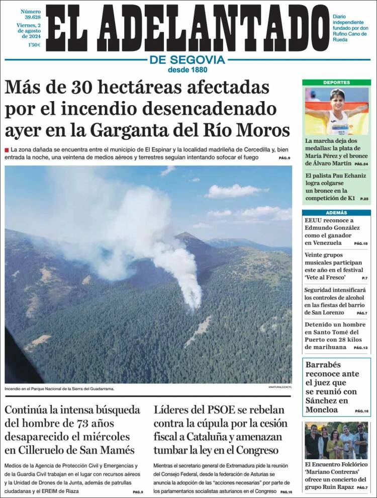 Portada de El Adelantado de Segovia (España)