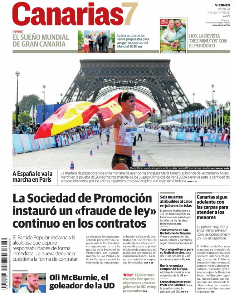 Portada de Canarias 7 (España)