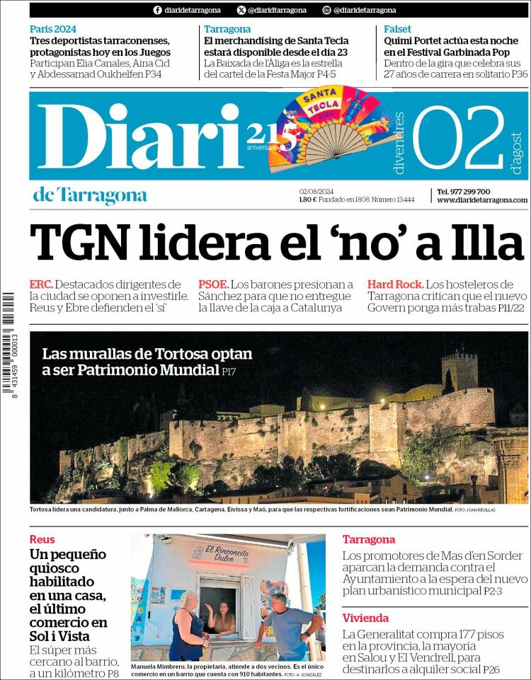 Portada de Diari de Tarragona (España)